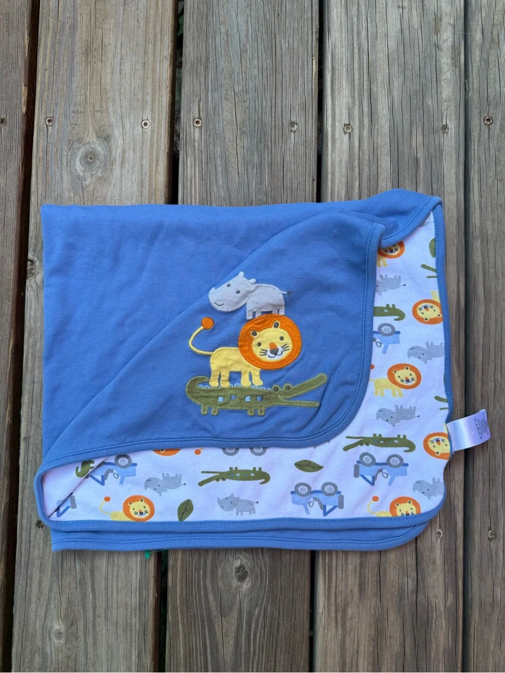 Gymboree Zoo Lion Baby Blanket Rhino Aligator Security 2012 Blue Green White